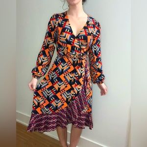 Anthropologie wrap maxi dress with pattern and tags